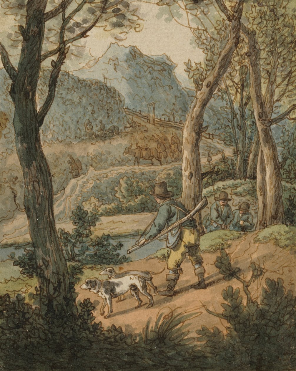 Chasseur accompagné de deux chiens - Johann Georg von Dillis