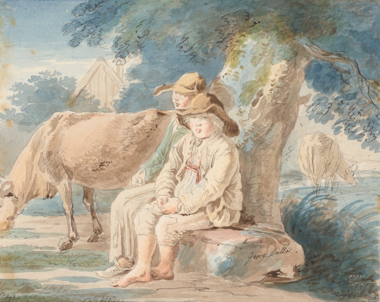 Garçons sous un arbre - Johann Georg von Dillis