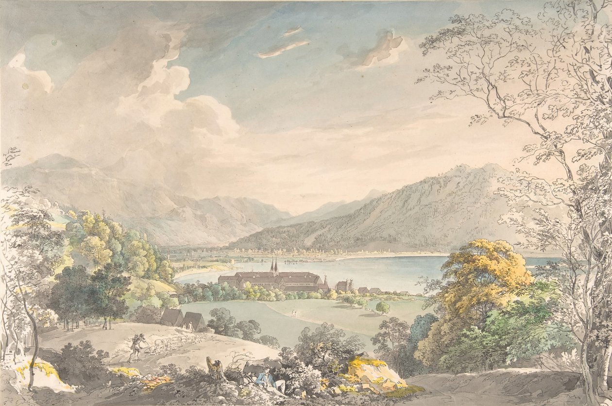 Vue du monastère de Tegernsee depuis le nord-est, fin 18e-milieu 19e siècle - Johann Georg von Dillis