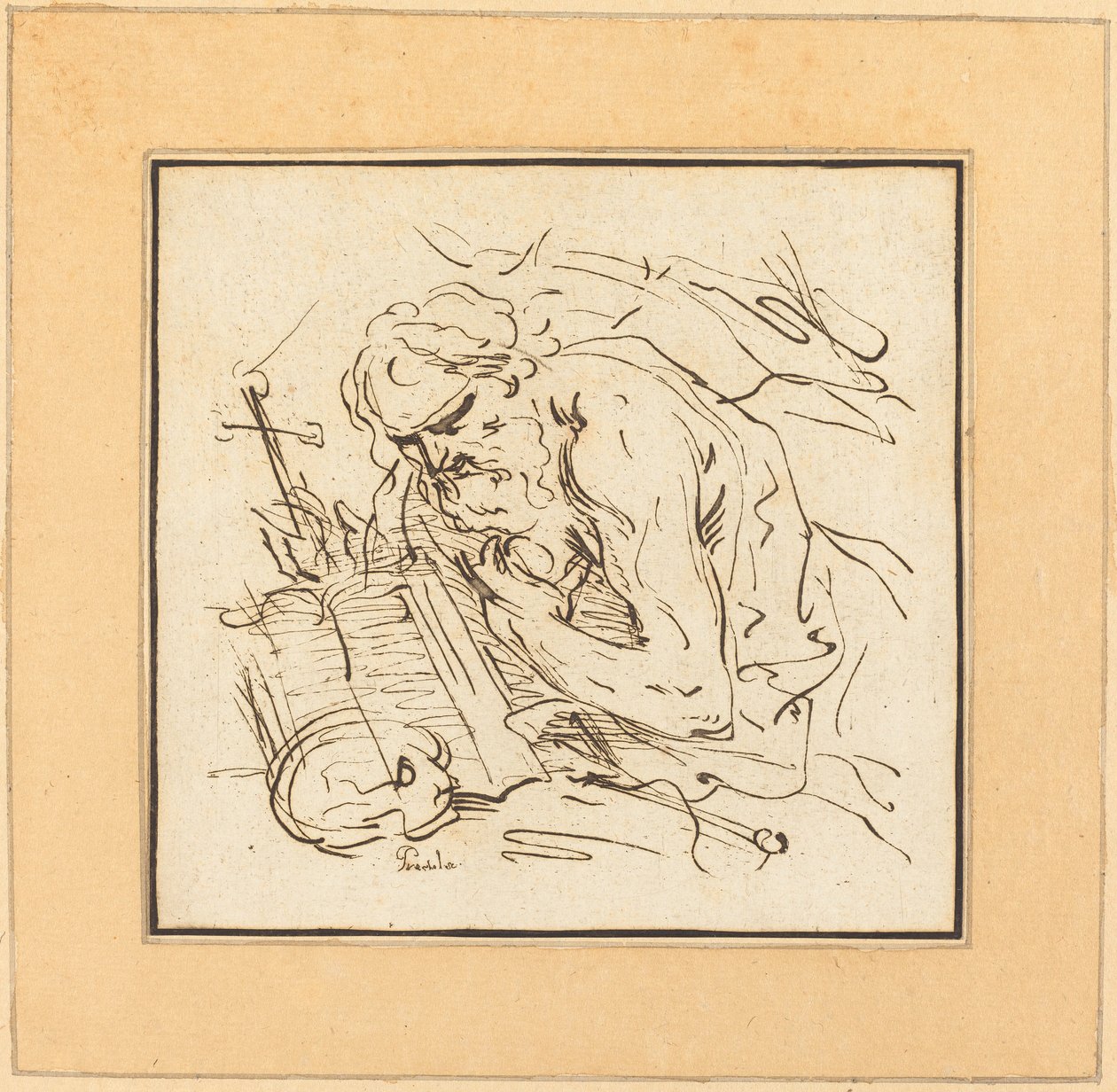 Saint Jérôme - Johann Gottlieb Prestel after Domenichino