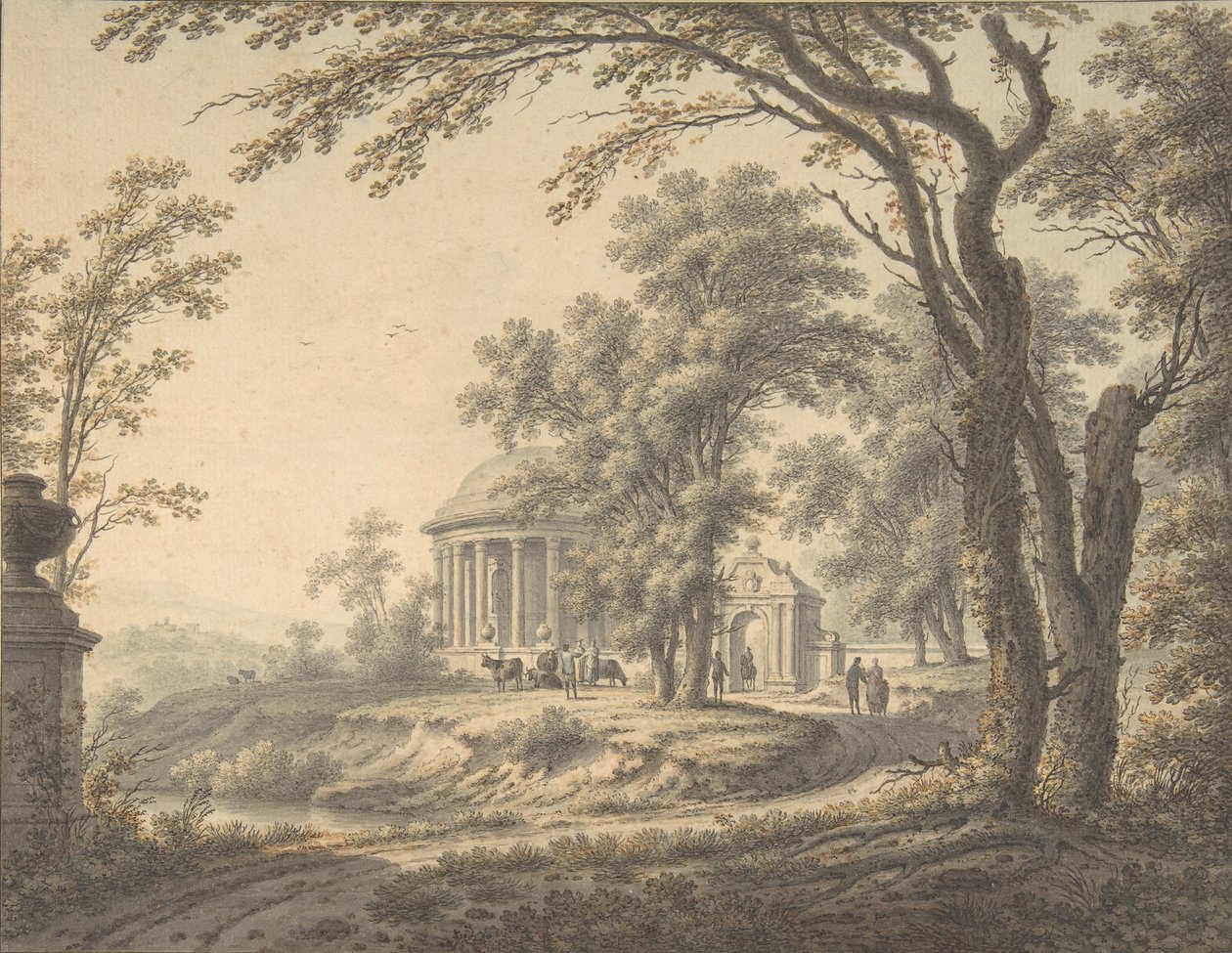 Paysage idyllique avec temple, 1770 - Johann Heinrich Muntz