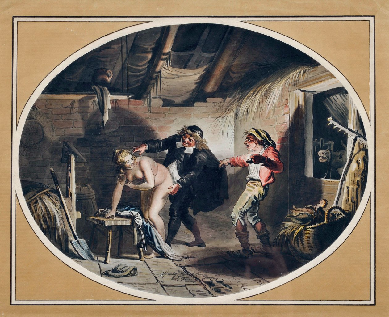 La jument de Compère Pierre (gravure et aquarelle) - Johann Heinrich Ramberg