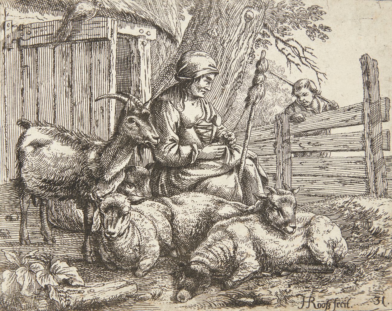 Une fileuse - Johann Heinrich Roos
