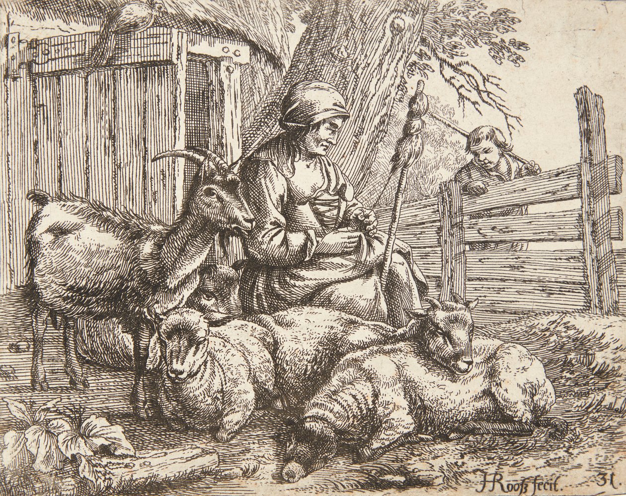 Une fileuse - Johann Heinrich Roos