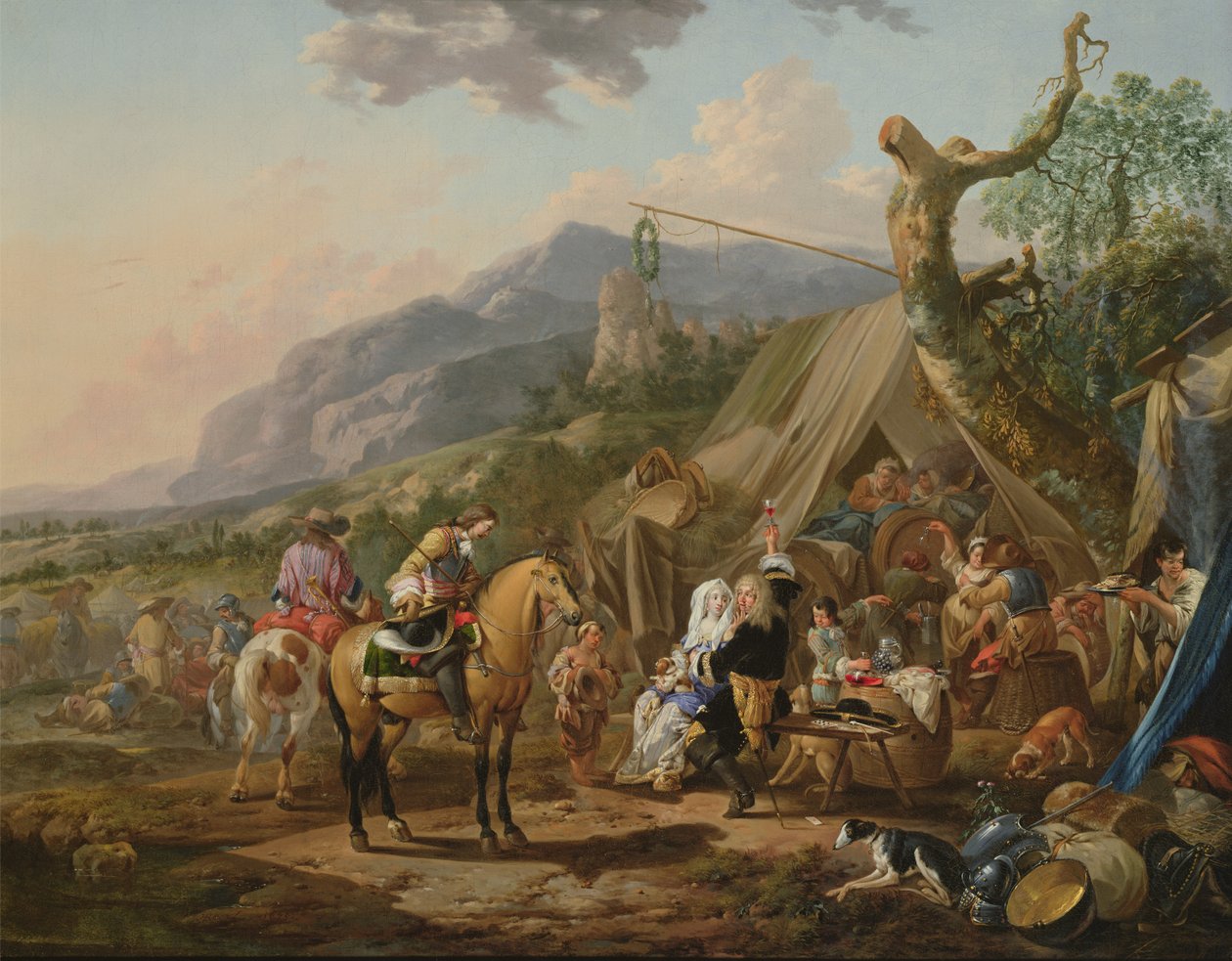 Commandant militaire dans un campement de montagne avec des fêtards - Johann Heinrich Roos