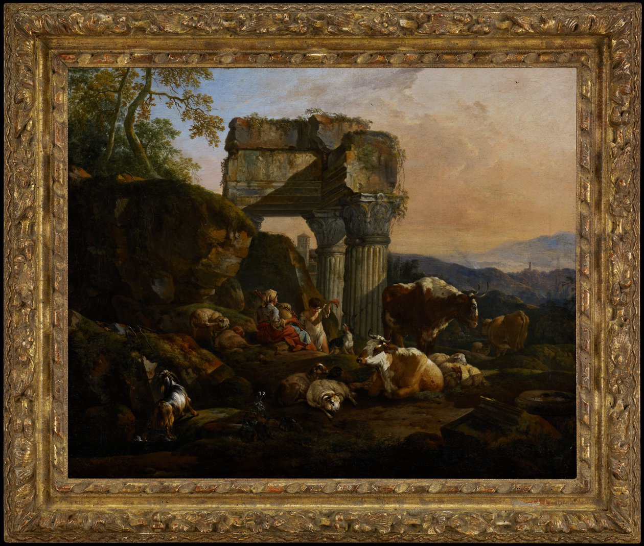 Paysage romain avec du bétail et des bergers - Johann Heinrich Roos