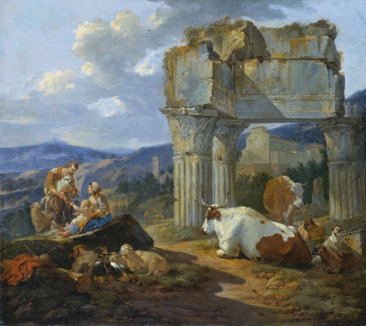 Famille de bergers près des ruines du temple de Vespasien - Johann Heinrich Roos