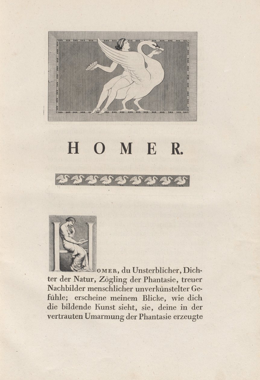 Homer Nach Antiken Gezeichnet - Johann Heinrich Wilhelm Tischbein for authors Homer and Christian Gottlob Heyne