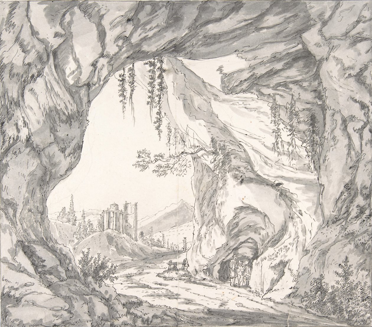 Paysage montagneux avec ruines d