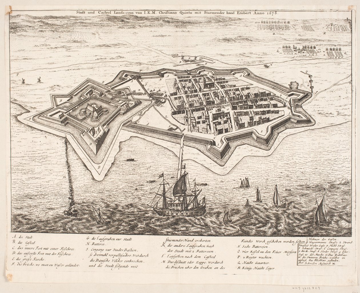 Ville et château de Landscron conquis par I.K.M Christiano Quinto en 1676 - Johann Husman