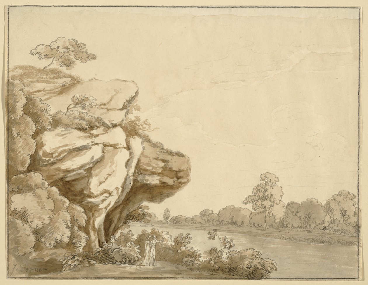 Homme et dame dans un paysage - Johann Jakob Dorner der Jüngere