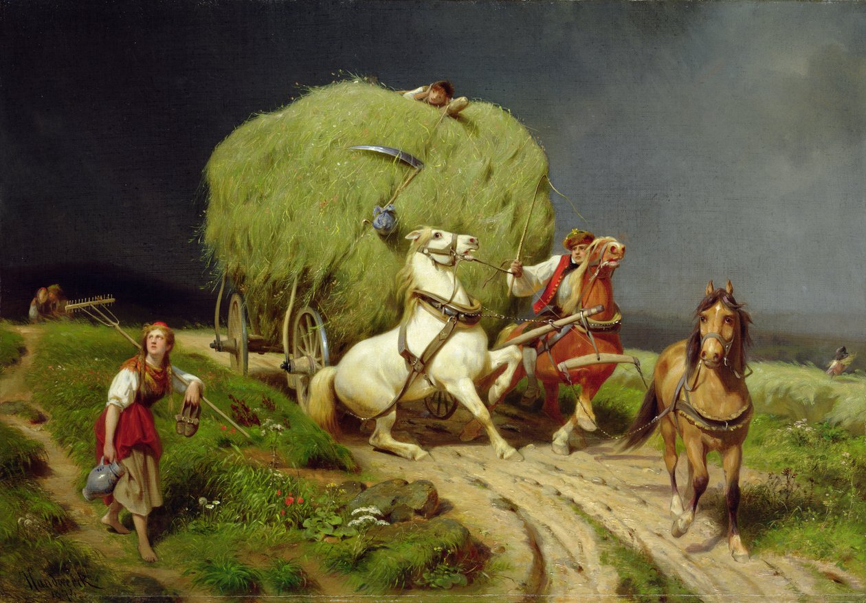 Le chariot de foin - Johann Jakob Eduard Handwerk