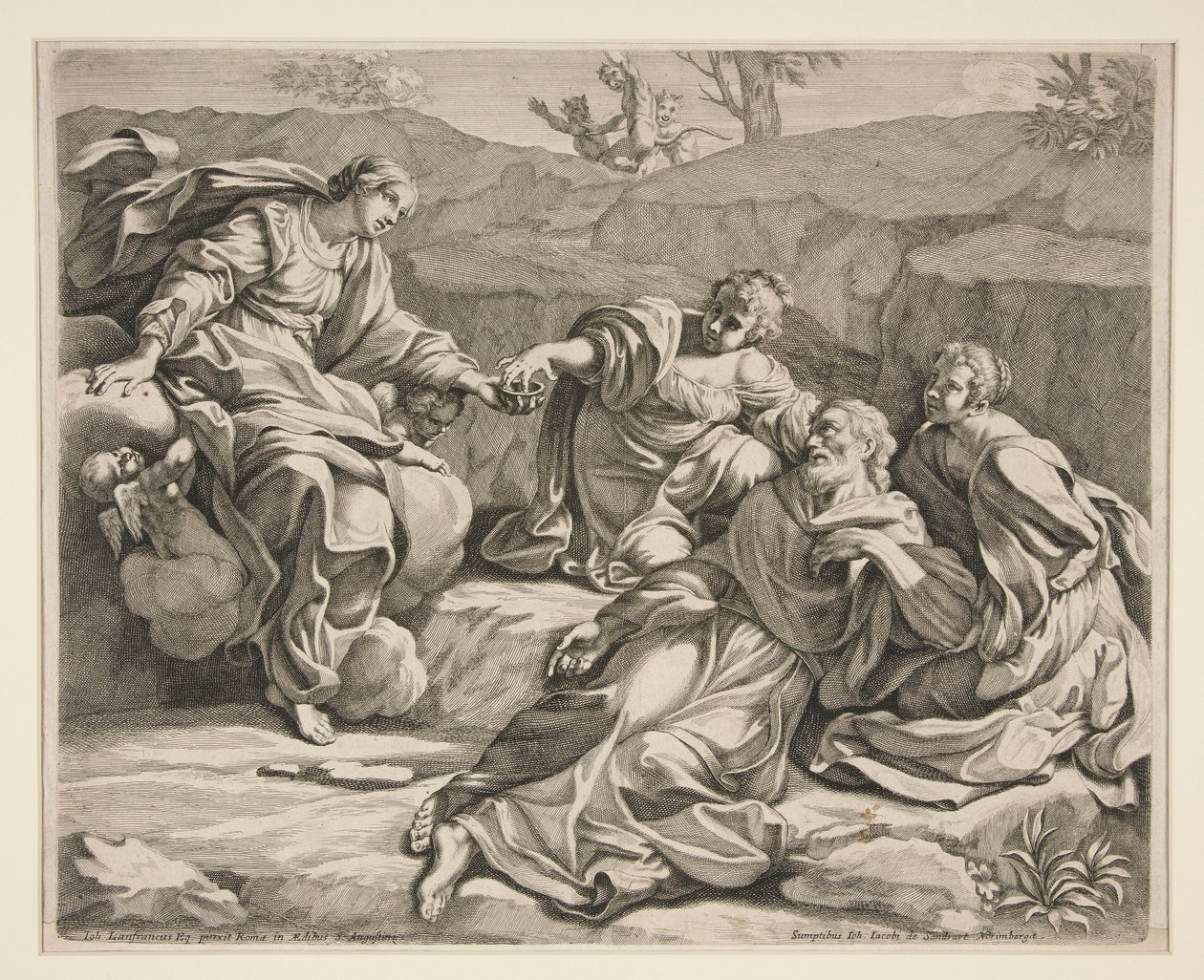 Saint Guillaume assisté par des vierges - Johann Jakob von Sandrart