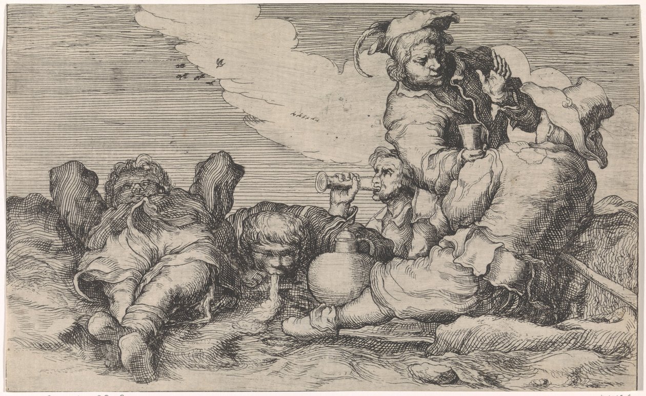 Cinq buveurs - Johann Liss (attributed to)