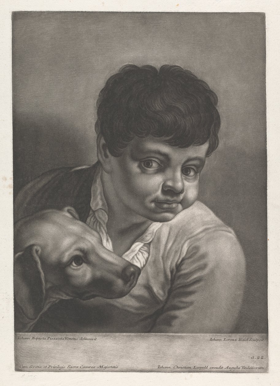 Portrait de garçon et chien - Johann Lorenz Haid
