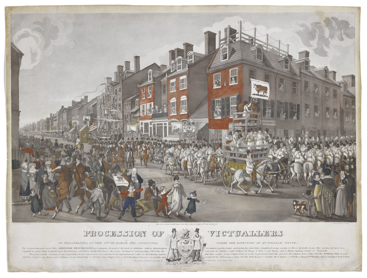 Procession des vivandiers de Philadelphie, le 15 mars 1821, vers 1821-1822 - Johann Ludwig  Krimmel