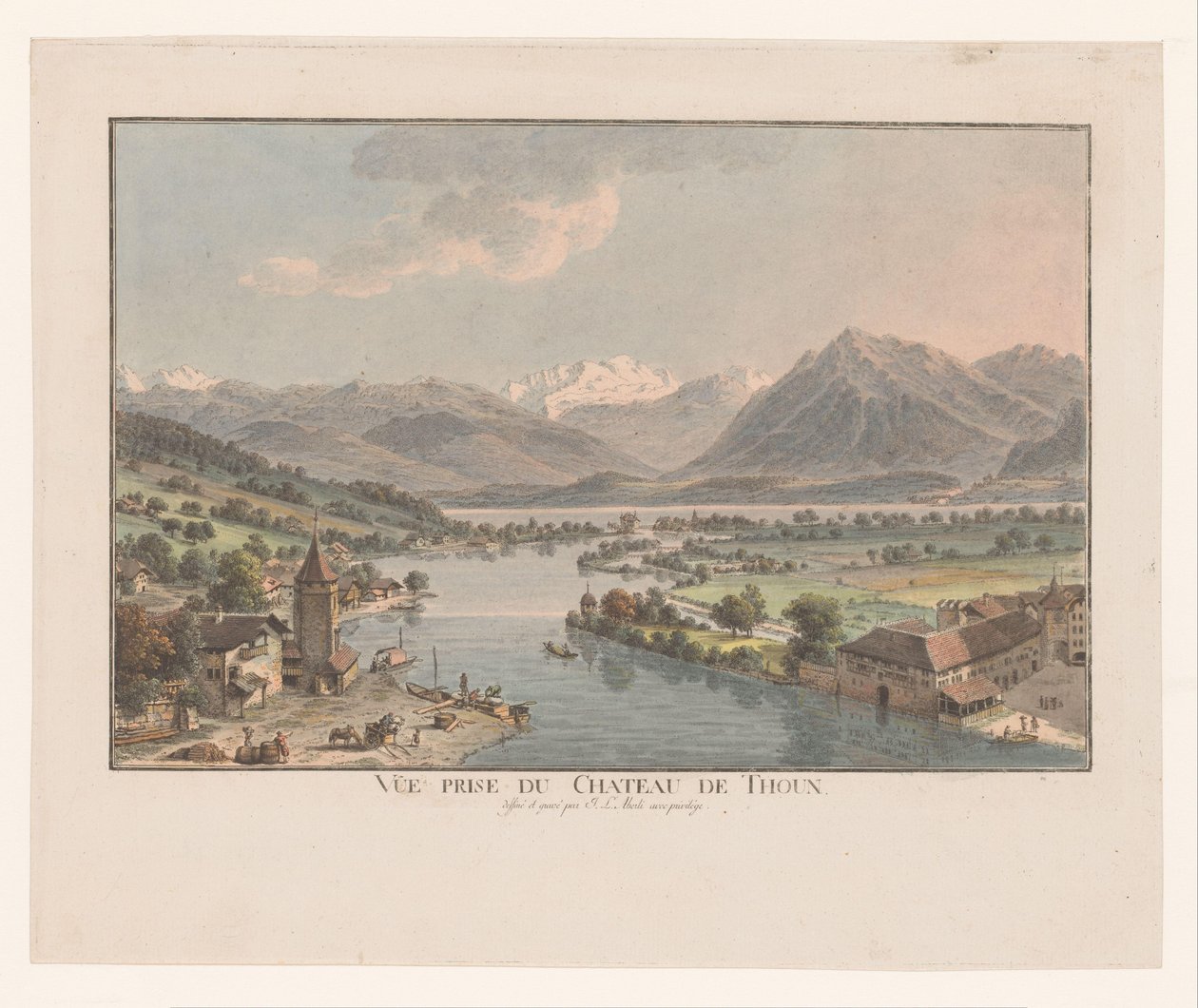 Vue du lac de Thoune depuis le château de Thoune - Johann Ludwig Aberli