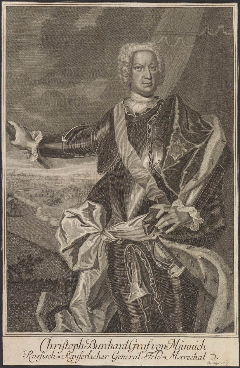 Portrait du comte Burkhard Christoph von Münnich 1683-1767 - Johann Martin Bernigeroth