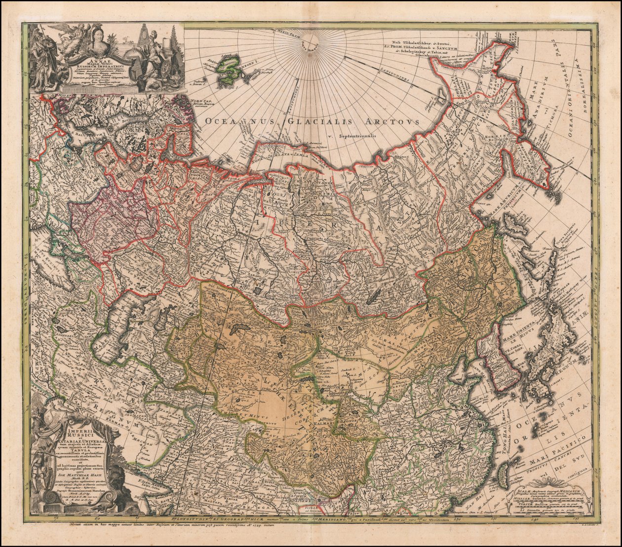 1739 carte de la Russie et de la Tartarie par Johann Matthias Hase - Johann Matthias Hase