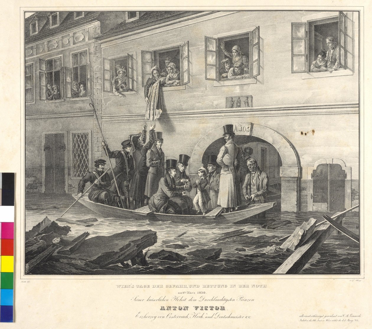De Vienne jour du danger, et sauvetage dans la Noth le 2 mars 1830 - Johann Nepomuk Hoechle