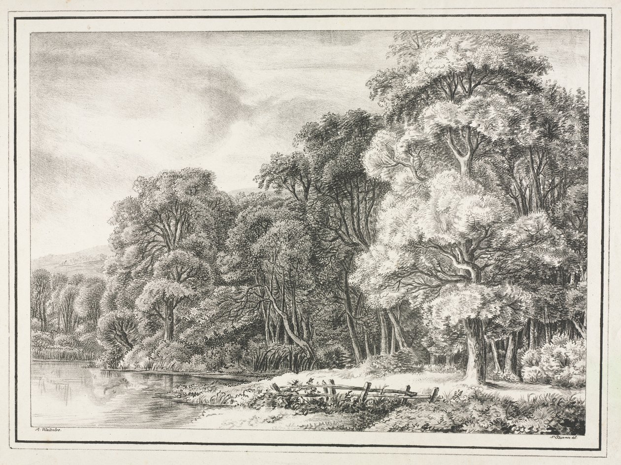 Paysage boisé avec lac - Johann Nepomuk Strixner