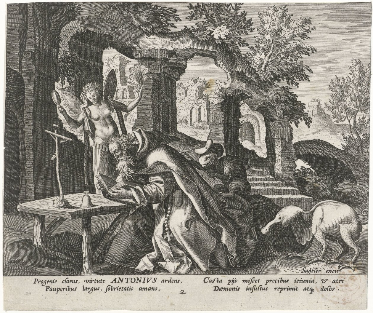 Antoine le Grand en ermite - Johann Sadeler (I)