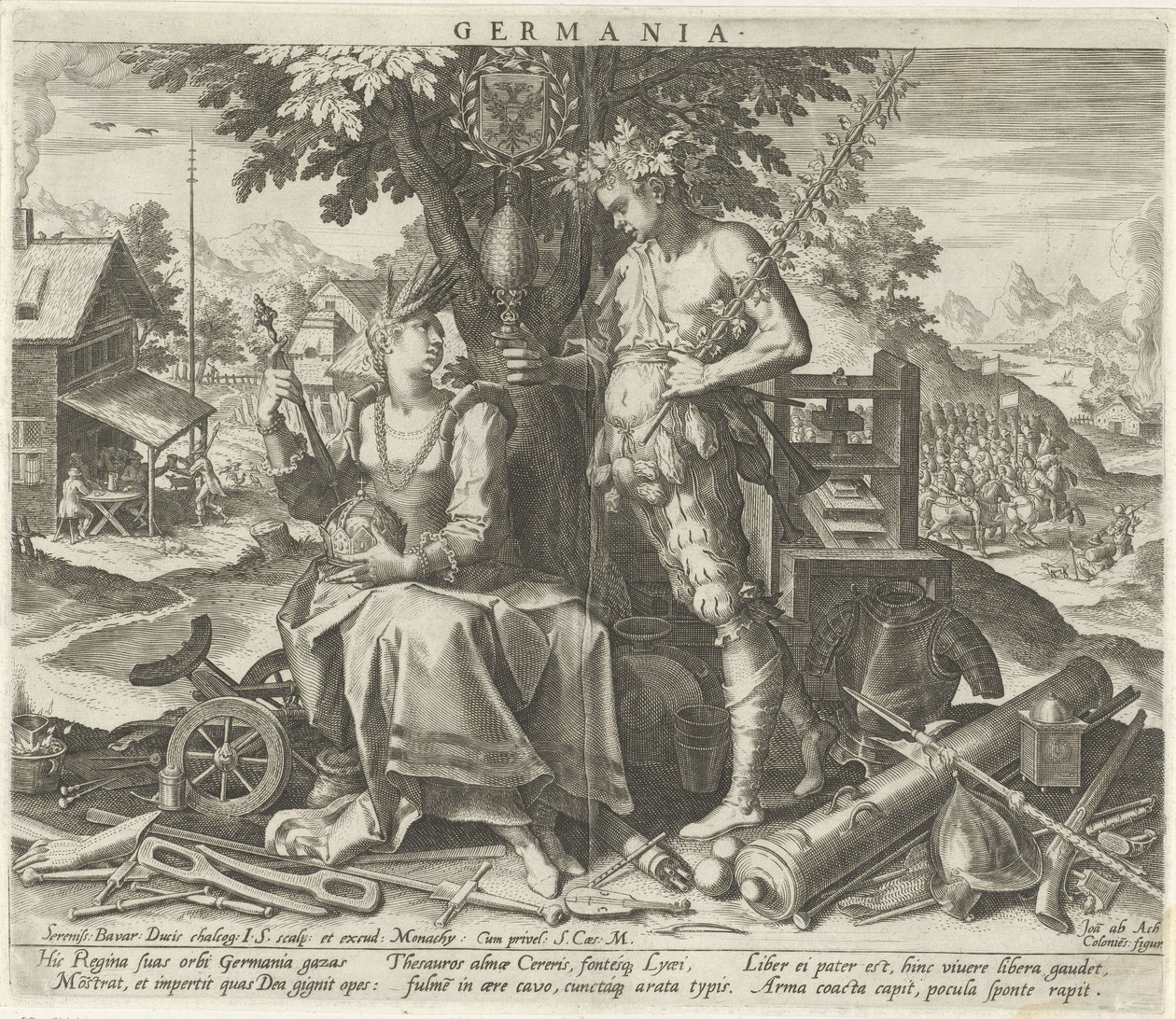 Allemagne avec Cérès et Bacchus (Allegorische voorstellingen van Europese landen) - Johann Sadeler (I)