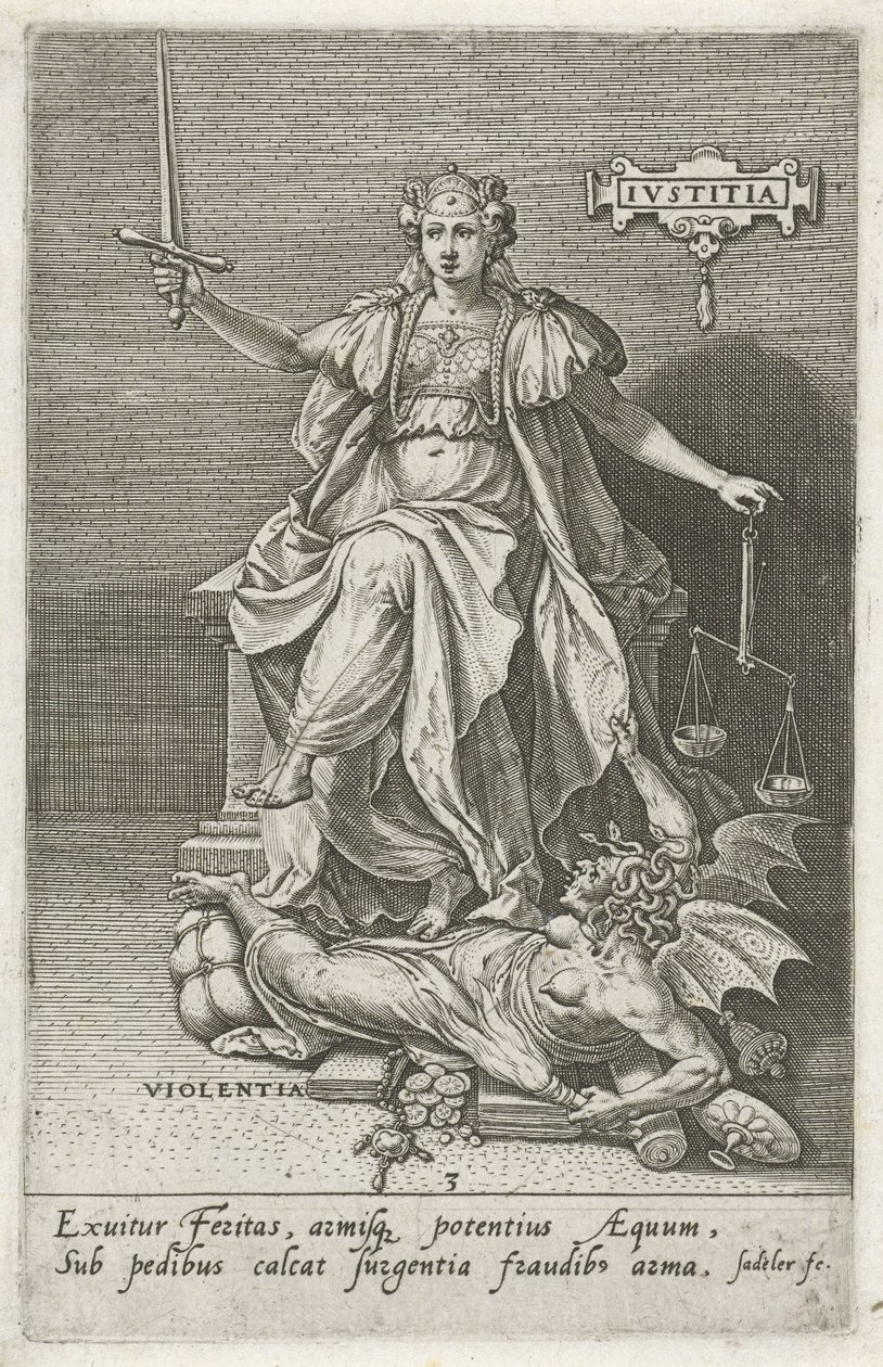 La justice (Justitia) triomphe de la violence (Violentia) - Johann Sadeler (I)
