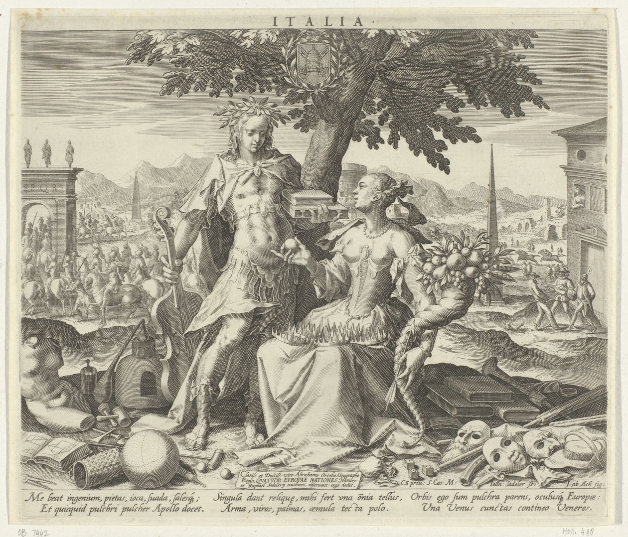 Italie, avec Vénus et Apollon (Allegories des pays européens) - Johann Sadeler (I)