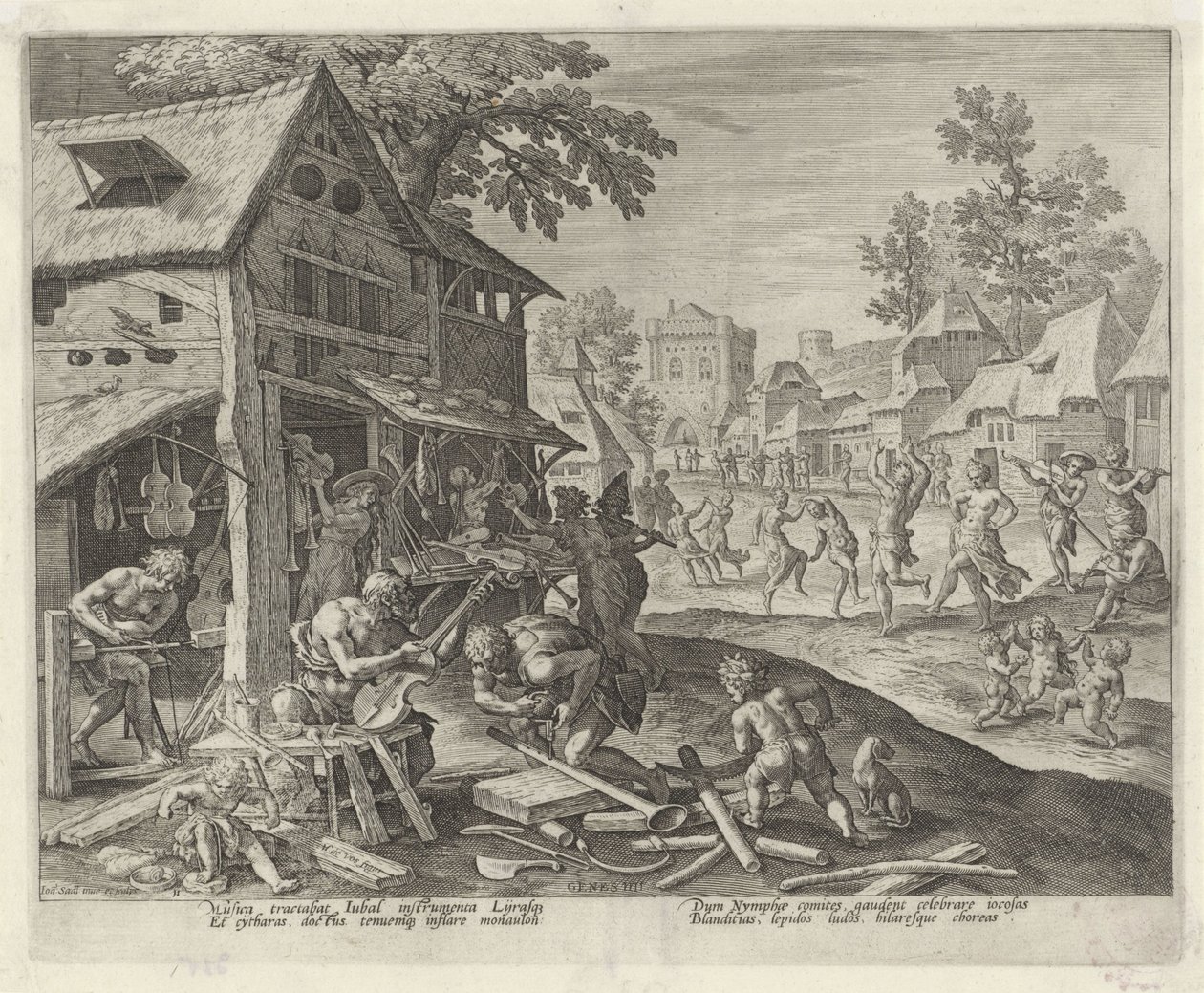 Jubal et sa famille fabriquent des instruments de musique
Geschiedenis van de familie van Kaïn / Over goede en slechte werkzaamheden (titre de la série)
Boni et mali scientia (titre de la série) - Johann Sadeler (I)