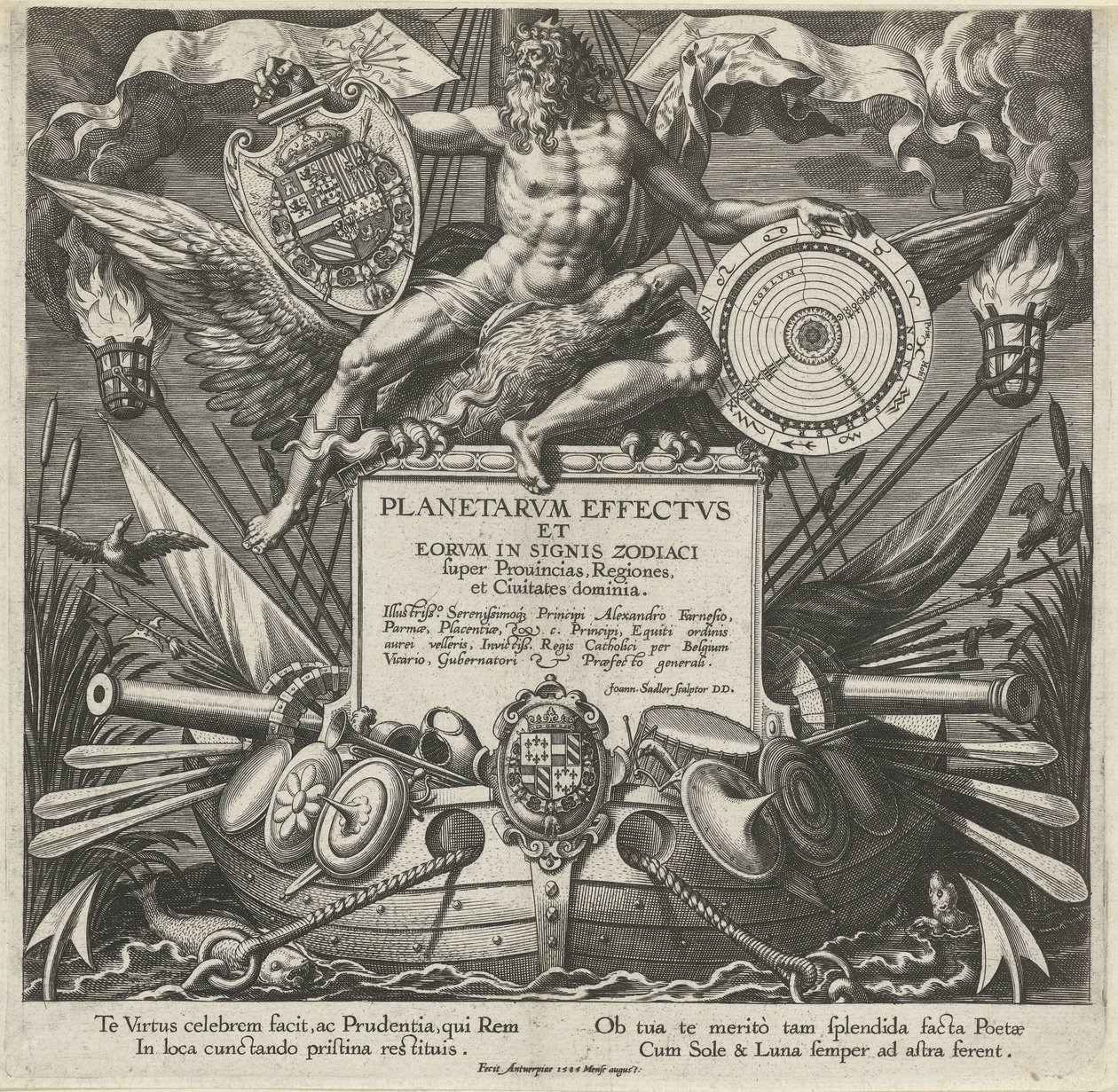 Jupiter et un navire de guerre avec les armoiries d