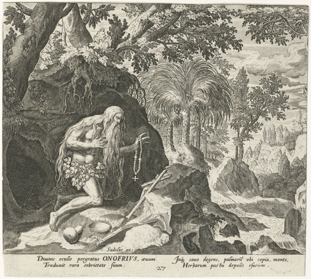 Onyphrius le Grand en ermite (Solitudo Sive Vitae Patrum Eremicolarum) - Johann Sadeler (I)