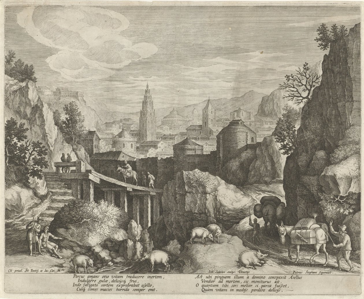 Paysage rocheux avec la fable de l