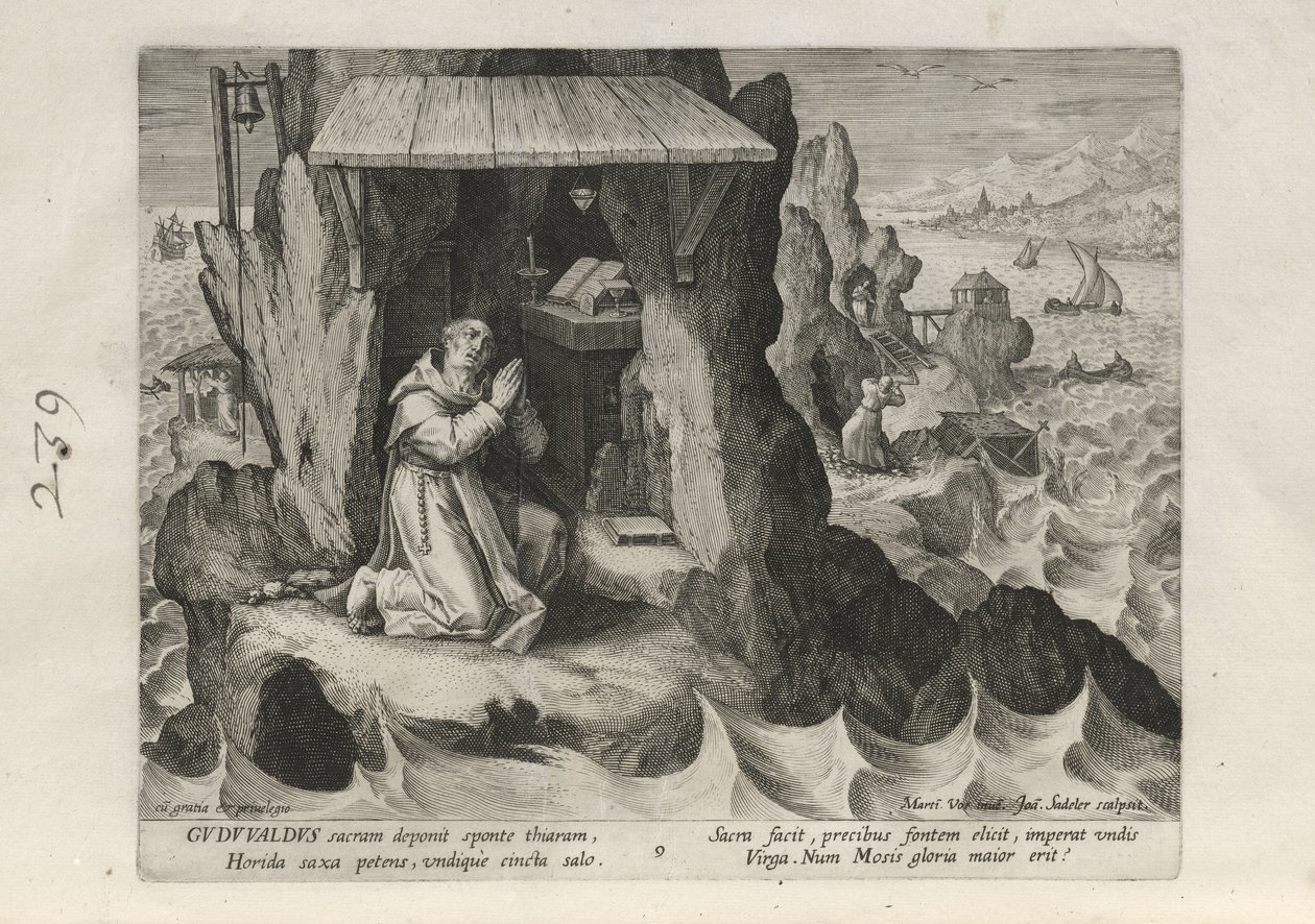 Gudwaldus, planche n° 9 sur 25 de la série *Trophaeum Vitae Solitariae* (Ermites masculins) - Johann Sadeler I
