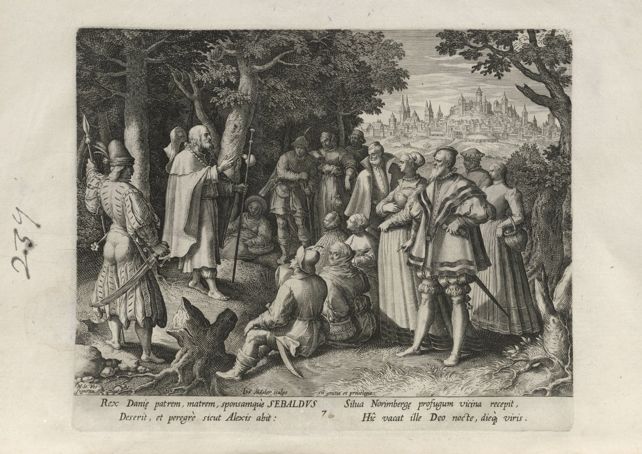 Sebaldus, planche n° 7 sur 25 de la série *Trophaeum Vitae Solitariae* (Ermites masculins) - Johann Sadeler I