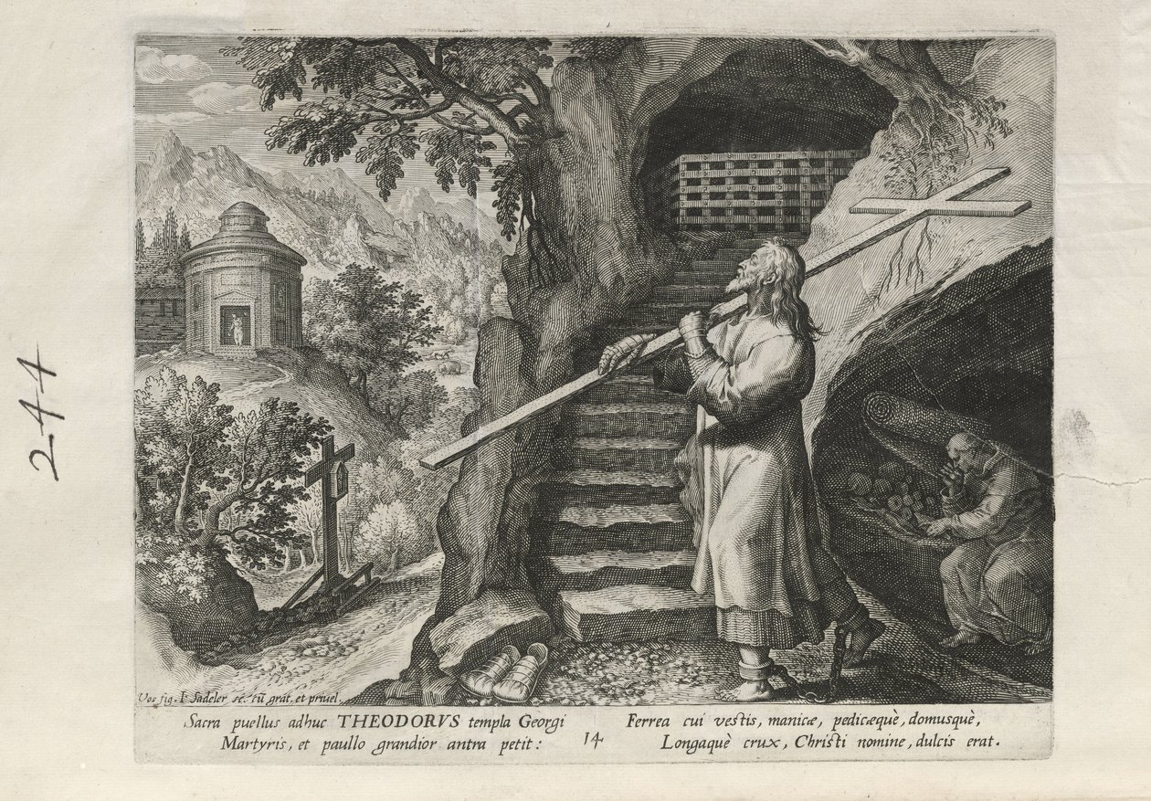 Theodorus, planche 14 sur 25 de la série Trophaeum Vitae Solitariae (ermites masculins) - Johann Sadeler I