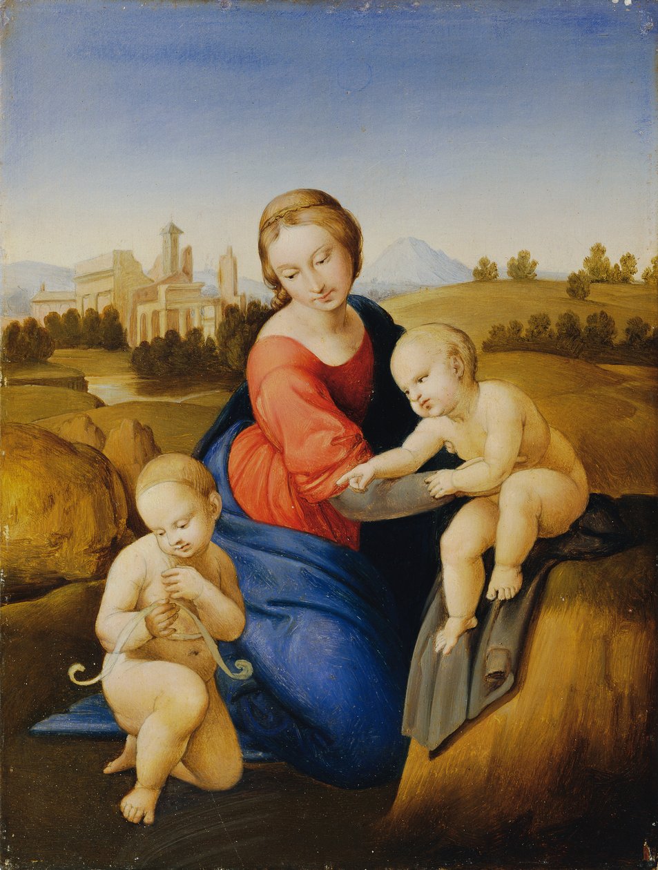 Madone et enfant (huile sur panneau) - Johann Scheffer von Leonhardshoff