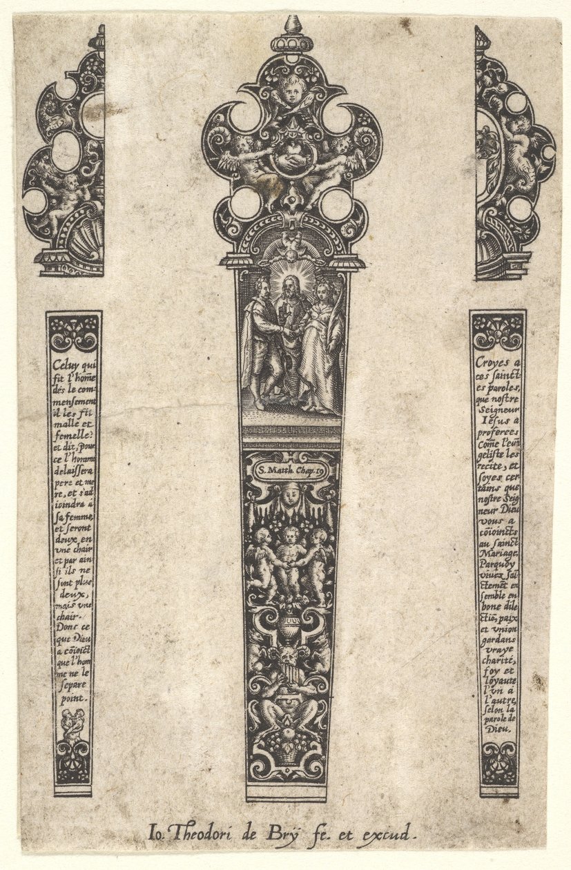 Conception pour manche de couteau pour commémorer un mariage, vers 1580-1600 - Johann Theodor de Bry