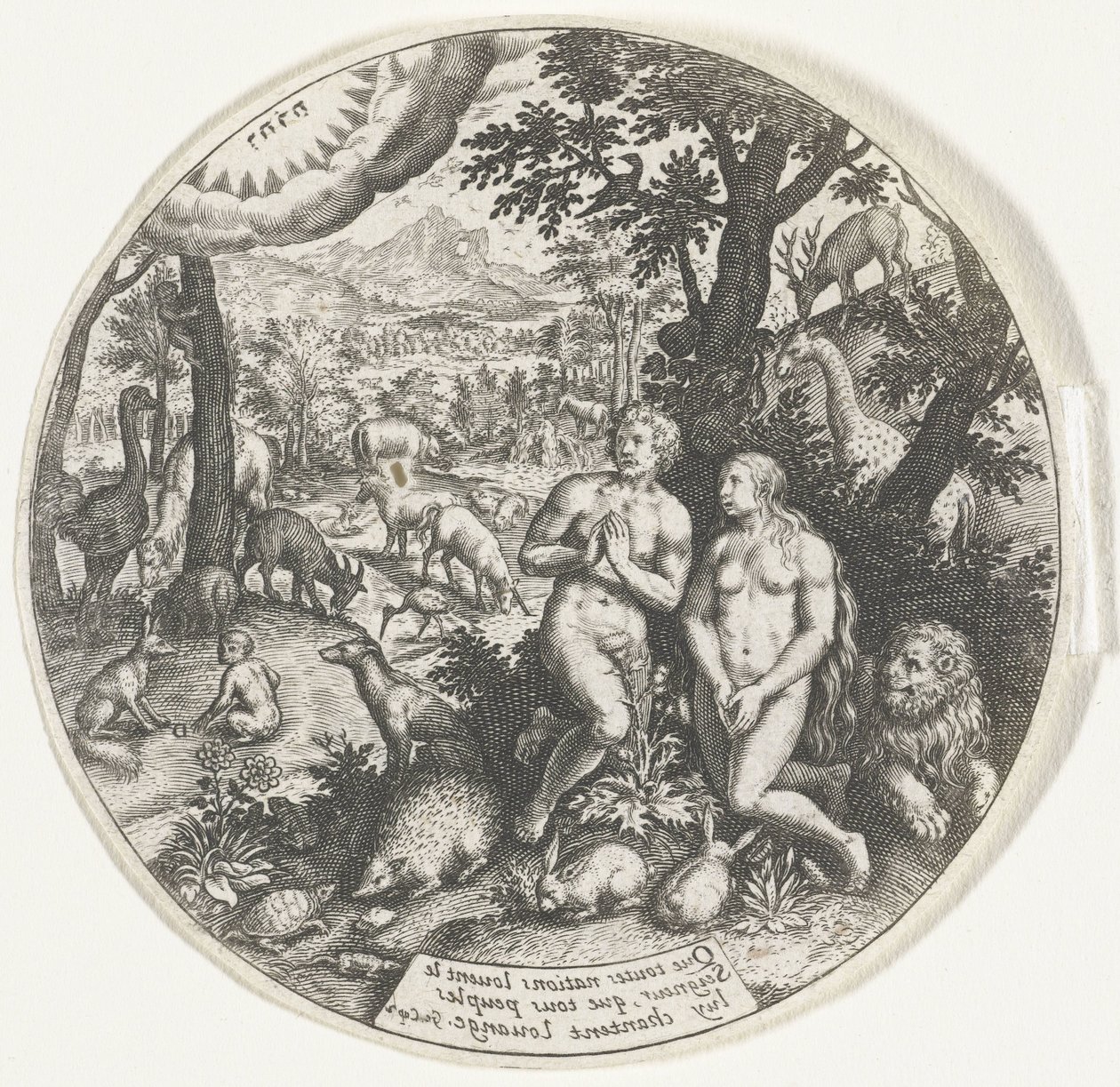 Dieu parle avec Adam et Ève dans le Paradis - Johann Theodor de Bry