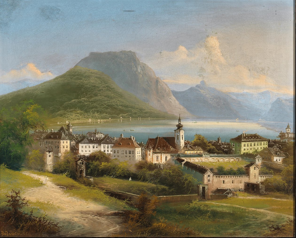 Johann Wilhelm Jankowski Vue sur Gmunden - Johann Wilhelm Jankowski