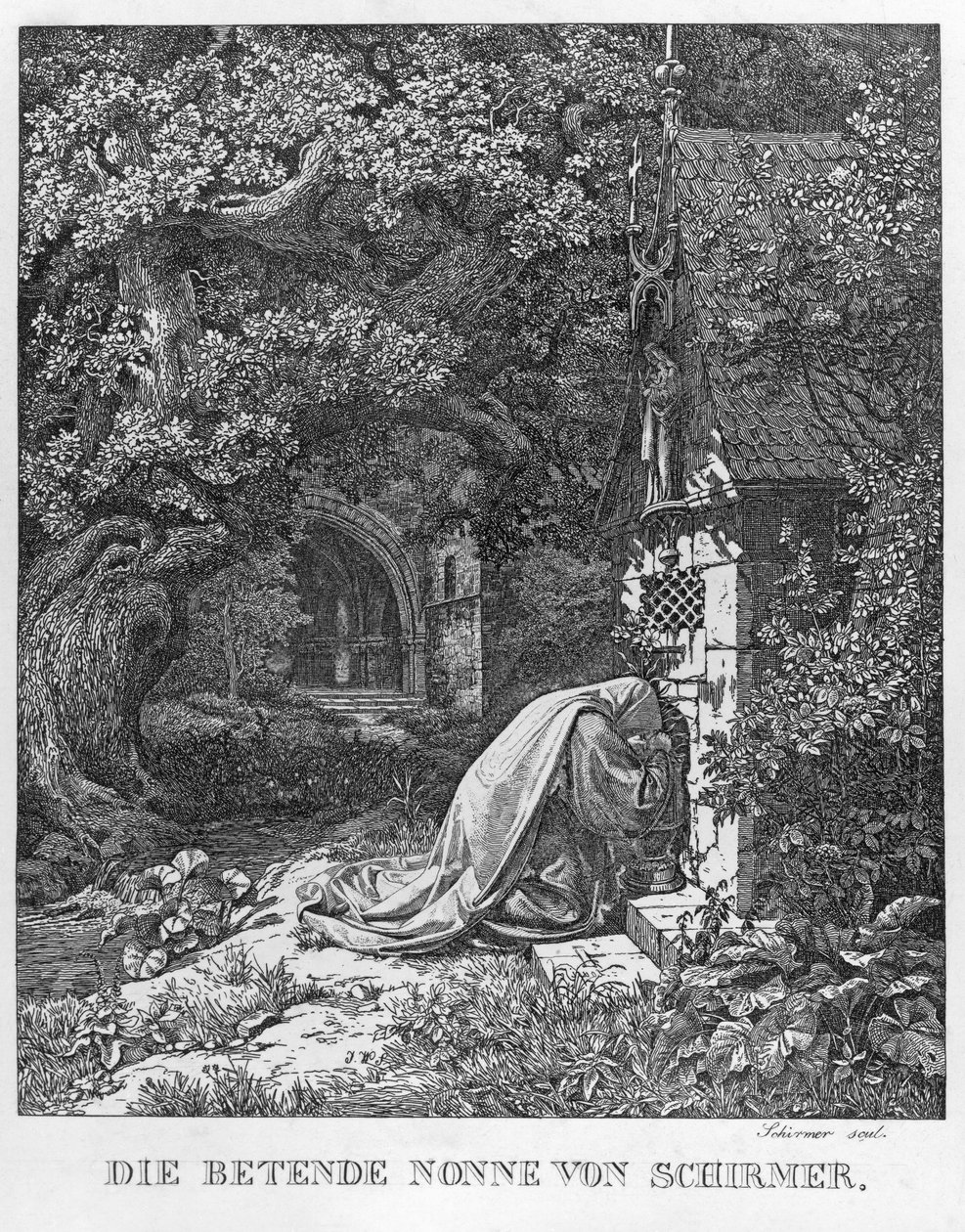 La religieuse en prière - Johann Wilhelm Schirmer