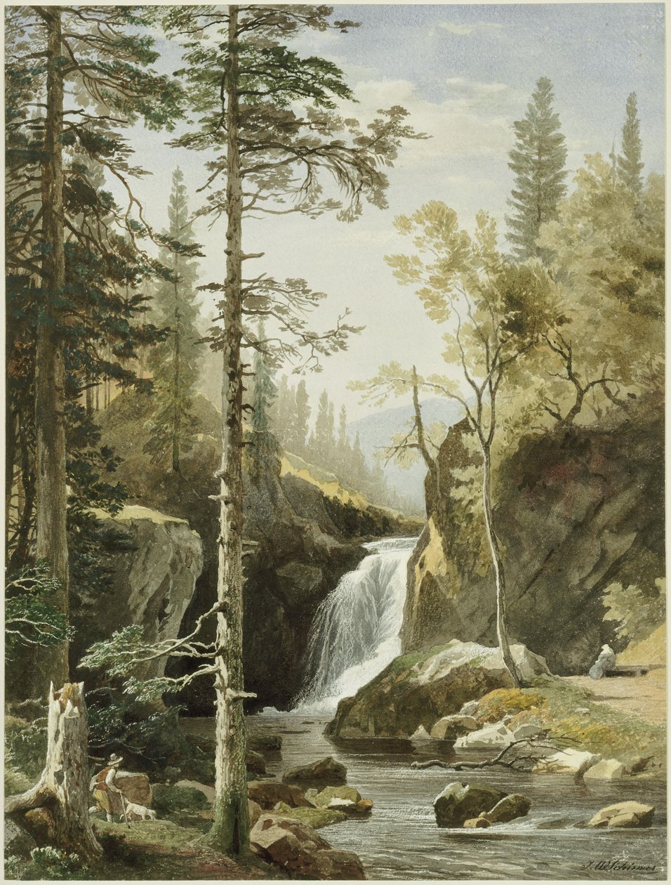 Paysage avec un ruisseau de montagne - Johann Wilhelm Schirmer