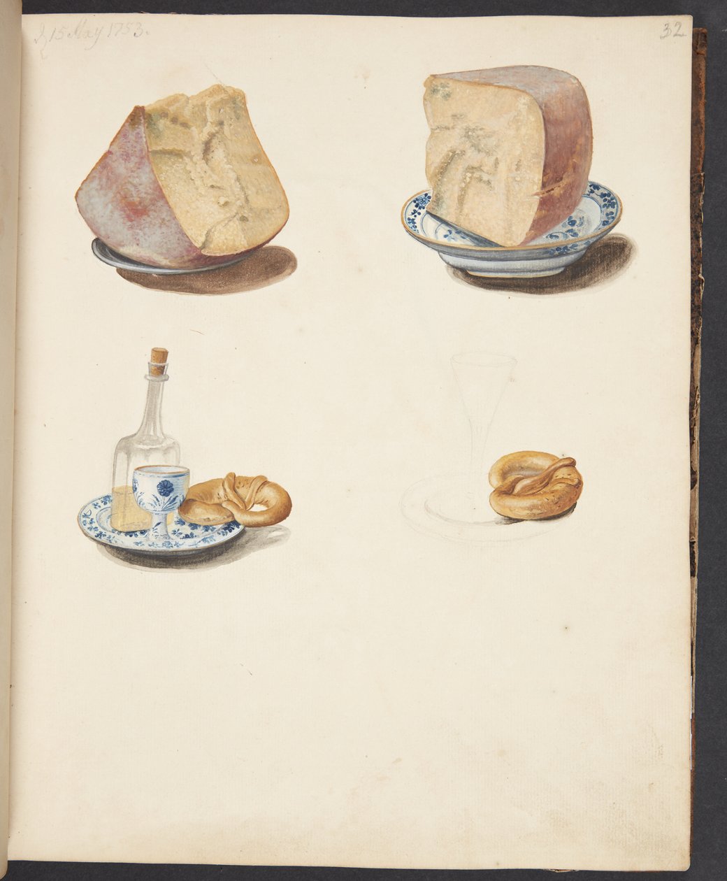 Nature morte avec fromage, schnaps et bretzel - Johanna Fosie