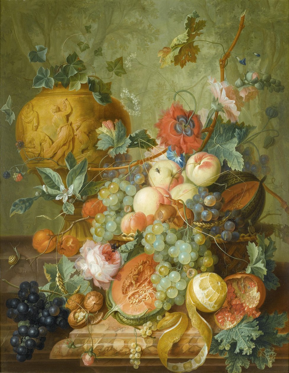 Nature morte de fruits et de fleurs - Johannes Christianus Roedig