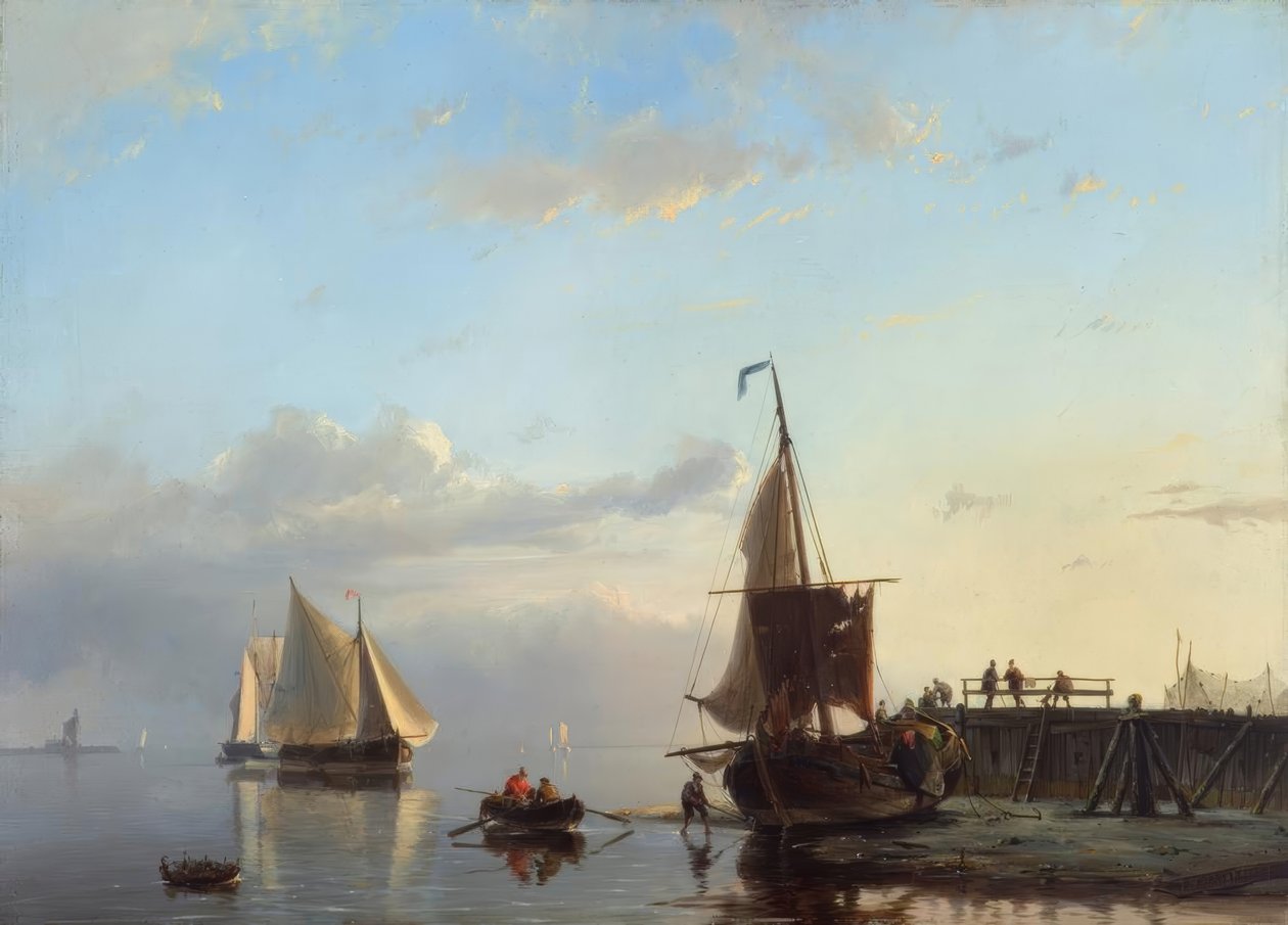 Voiliers au crépuscule - Johannes Hermann Barend Koekkoek