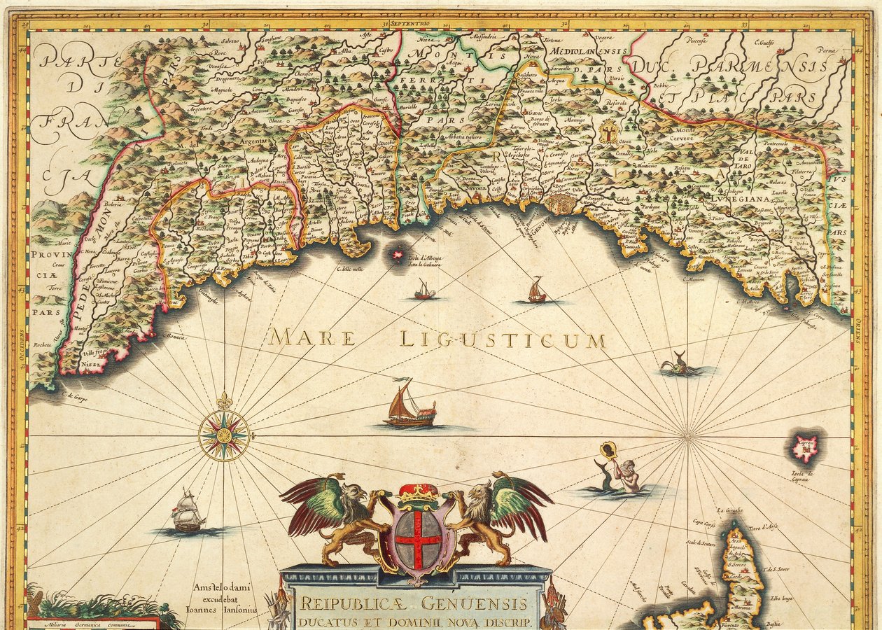 République de Gênes, Carte de Jan Baptist Vrients, gravure sur cuivre - Johannes Baptista Vrints