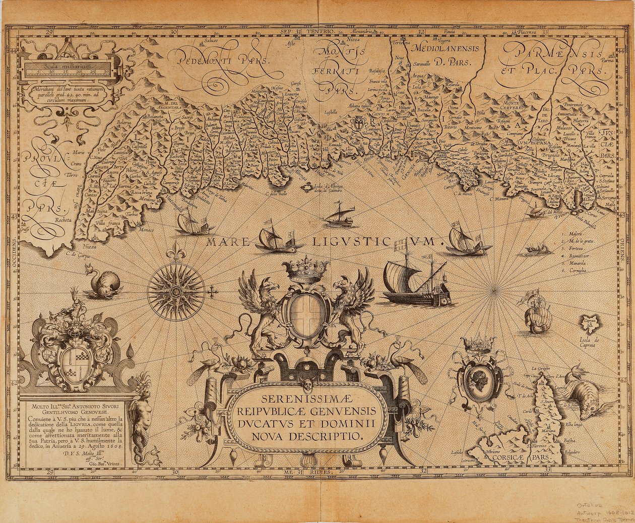 La République de Gênes, carte de Jan Baptist Vrients du Theatrum Orbis Terrarum par Abraham Ortelius - Johannes Baptista Vrints
