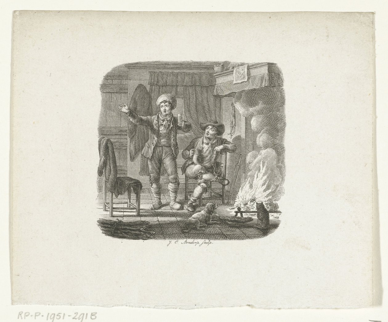 Deux hommes discutant près du feu - Johannes Christiaan Bendorp