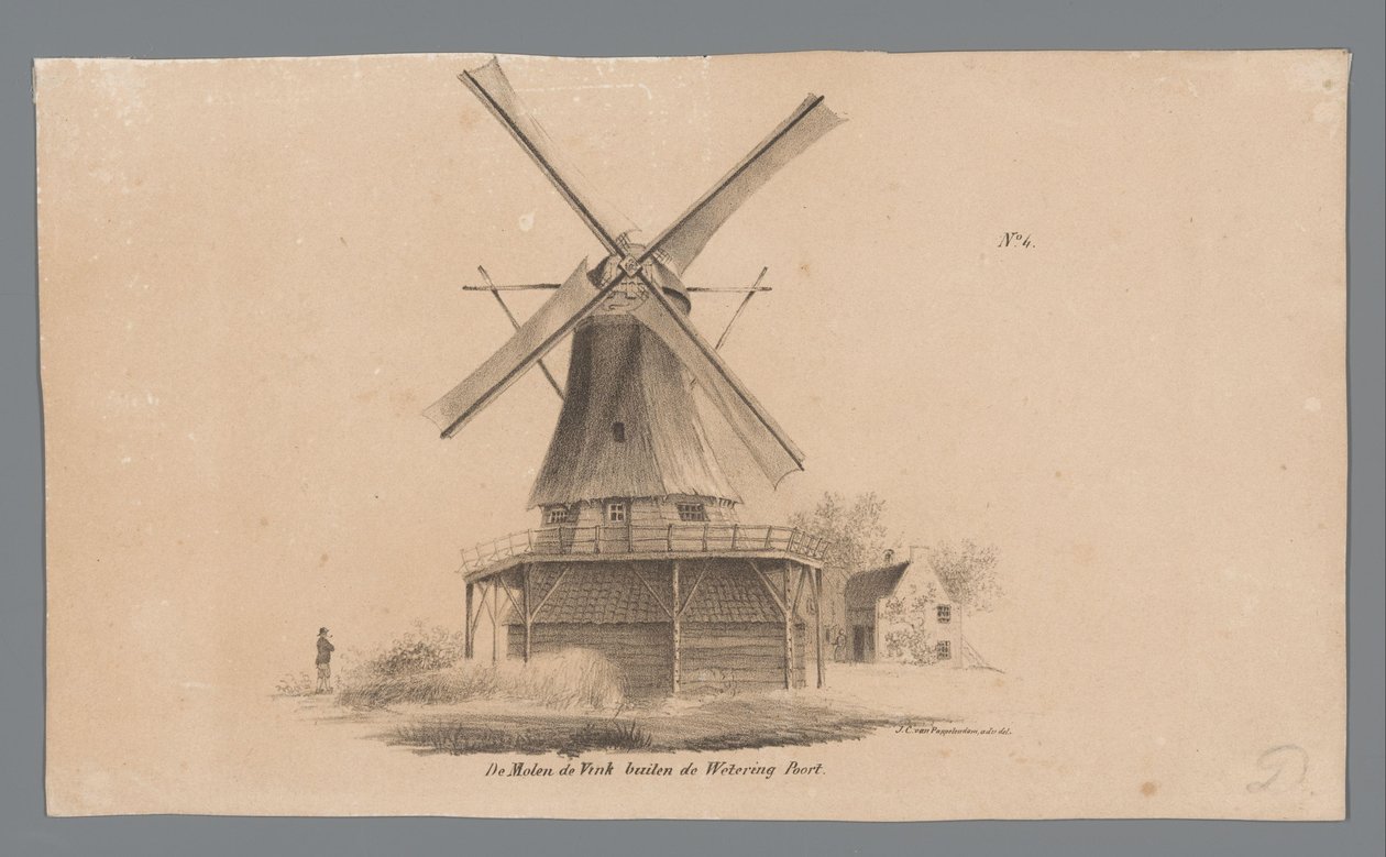 Vue du moulin de Vink - Johannes Cornelis van Pappelendam