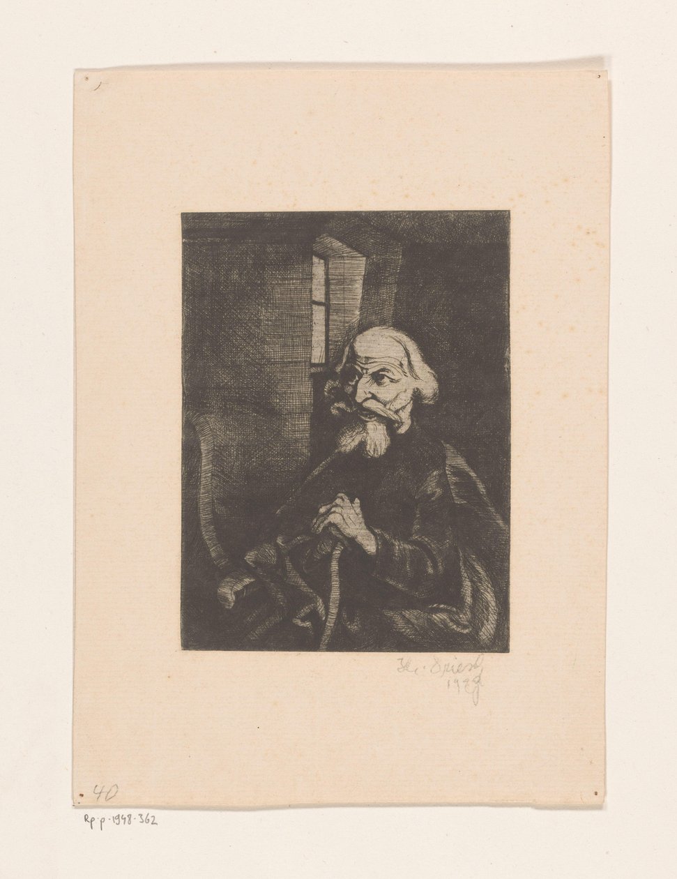 Vieil homme assis - Johannes Driesch (signed by artist)